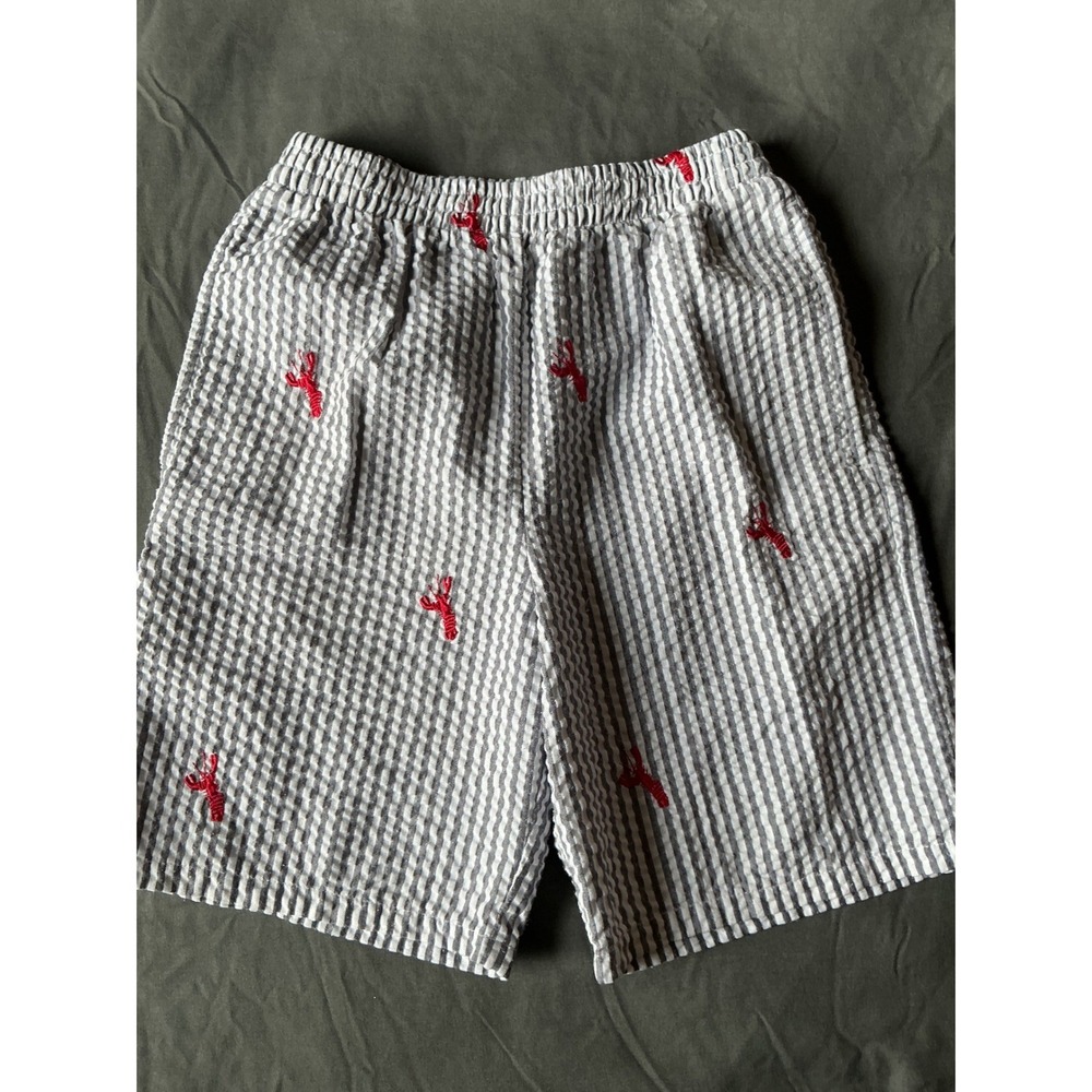 Kelly's Kids Seersucker Shorts Boys Size 5-6 embroidered Lobster Preppy